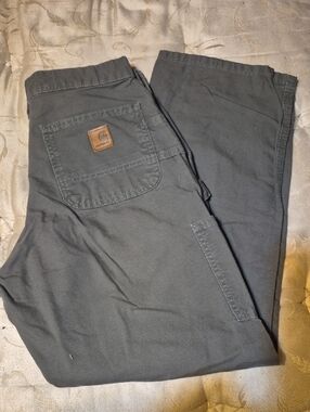 Carhartt Charcoal Utility Work Pants with Logo Patch